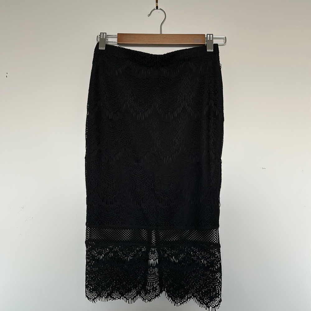 Express Midi Lace-Detailed Skirt
